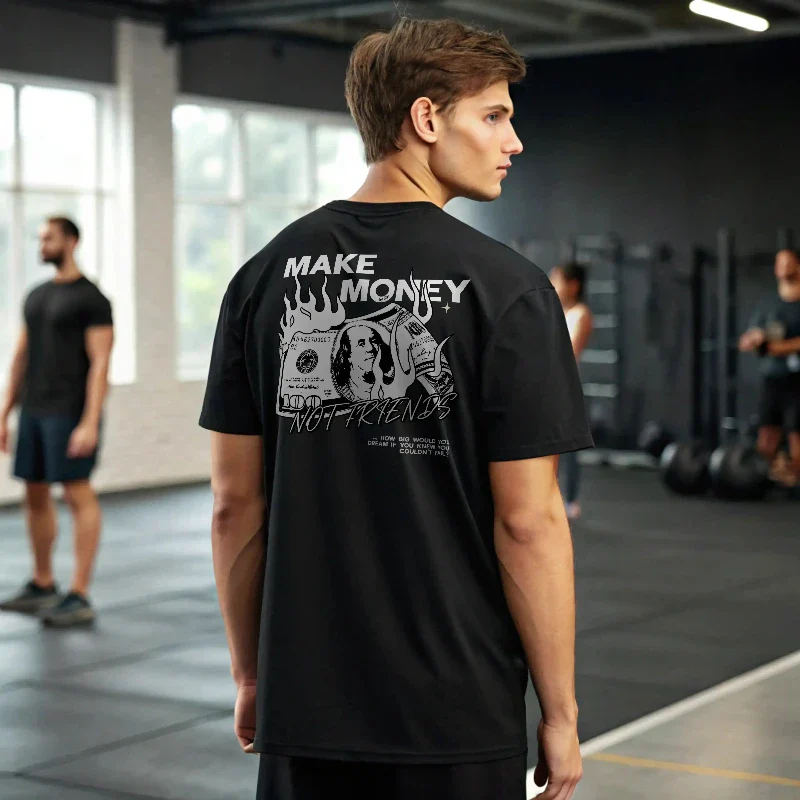 Camiseta streetwear ancha MAKE MONEY NOT FRIENDS - Image 5