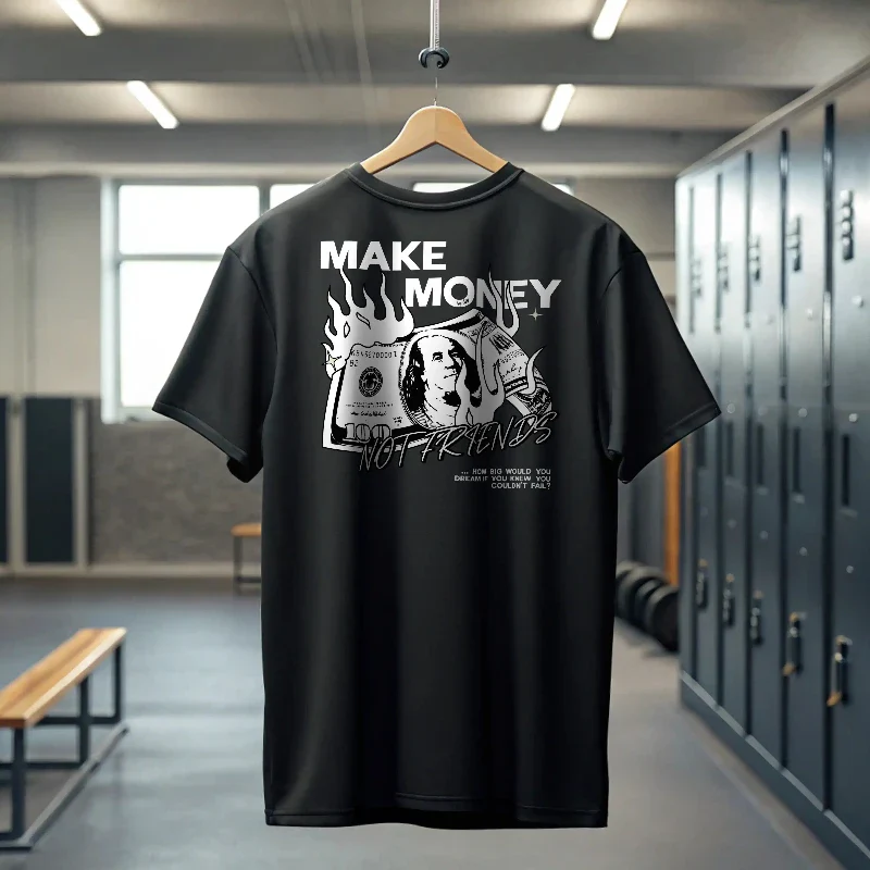 Camiseta streetwear ancha MAKE MONEY NOT FRIENDS - Image 7