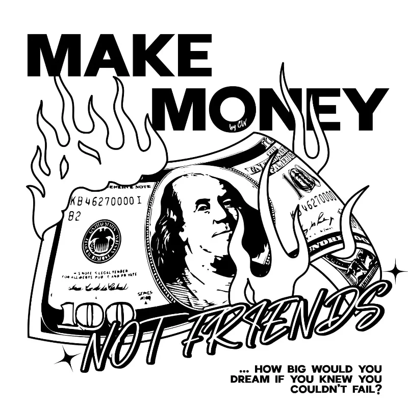 Camiseta streetwear ancha MAKE MONEY NOT FRIENDS - Image 8