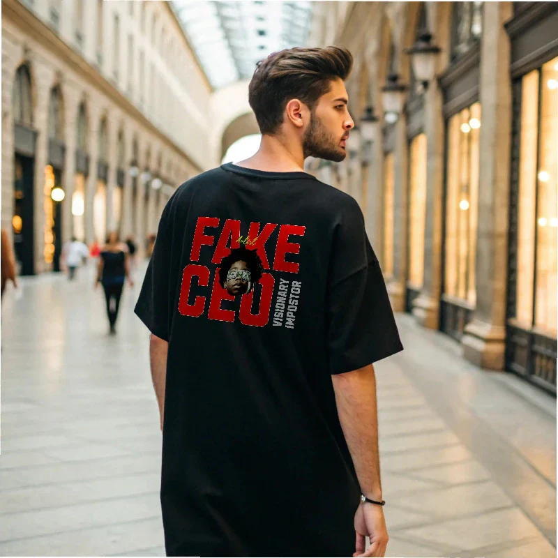 Camiseta streetwear ancha FAKE CEO - Image 3