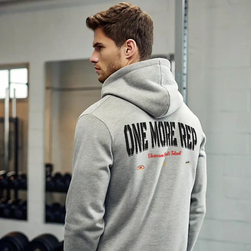 Sudadera gym gris ONE MORE REP - Image 3
