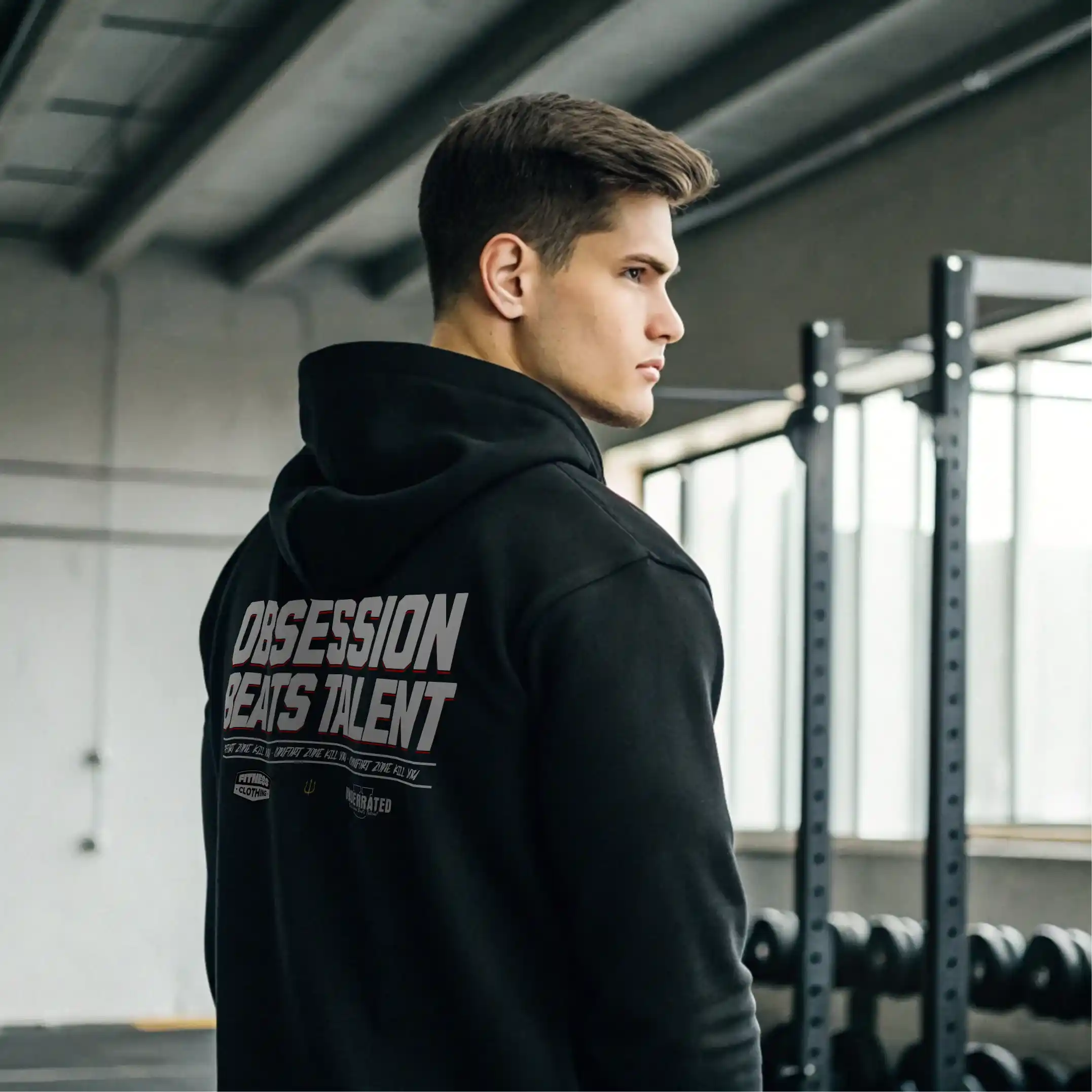 Sudadera gym negra OBSESSION BEATS TALENT - Image 6