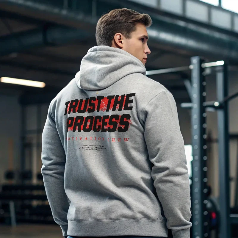 Sudadera gym gris TRUST THE PROCESS - Image 3
