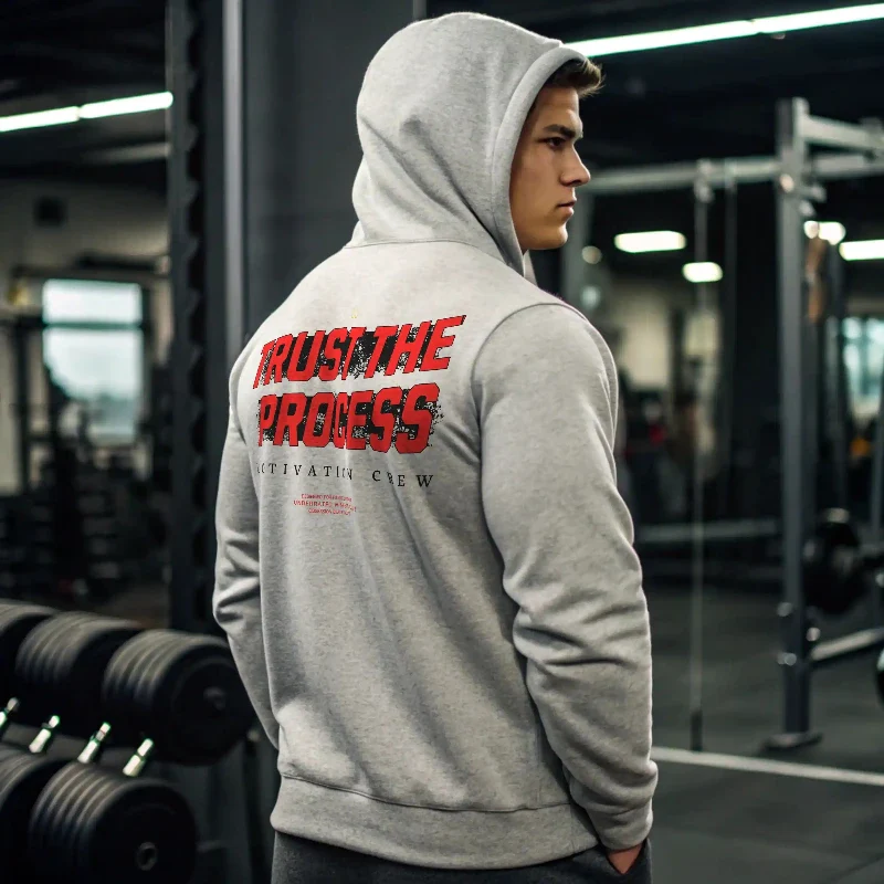 Sudadera gym gris TRUST THE PROCESS - Image 5
