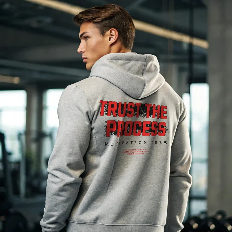 Sudadera gym gris TRUST THE PROCESS - Image 6