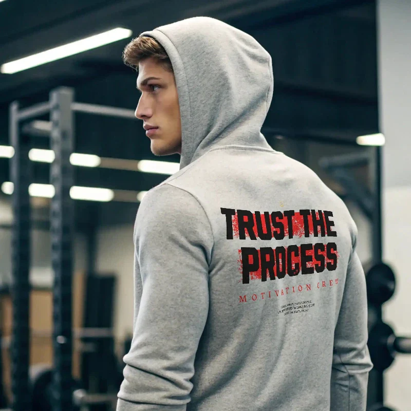 Sudadera gym gris TRUST THE PROCESS - Image 9