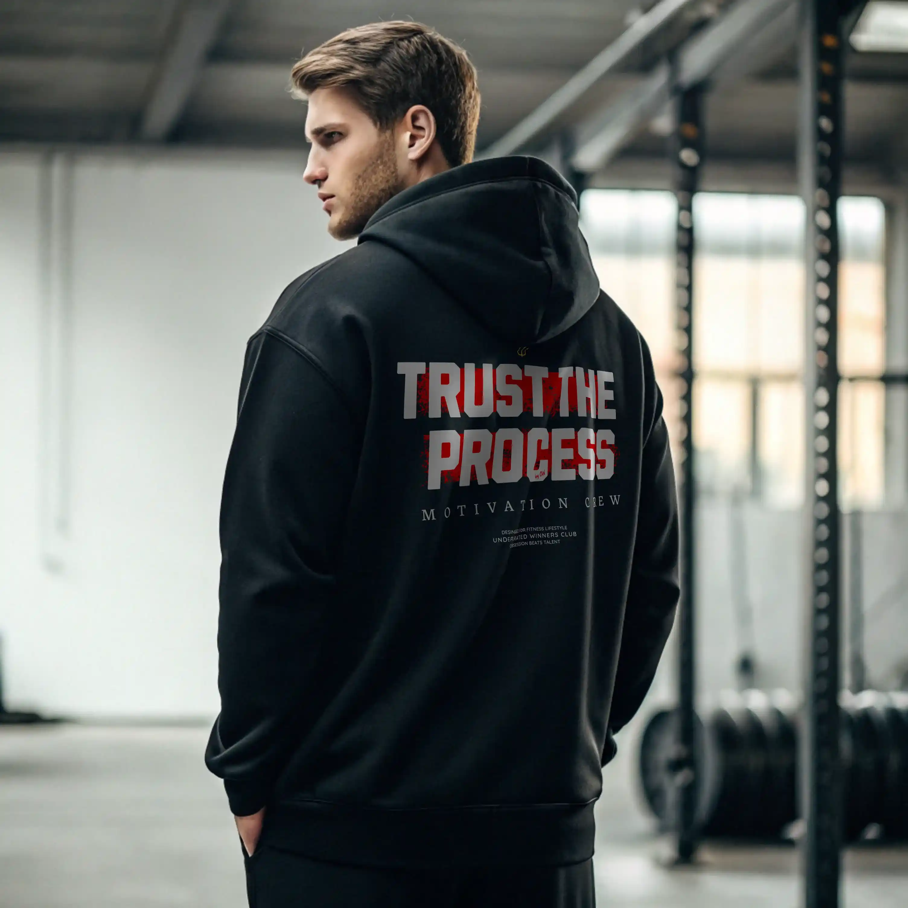 Sudadera gym TRUST THE PROCESS BLACK - Image 5